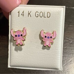 Pink Stitch 14K Gold Earrings